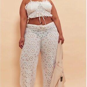 PrettyLittleThing White Eyelet Lace Set